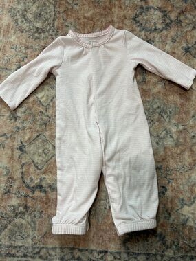 Mudpie 100% Cotton Baby Snap Romper Light Pink Stripes